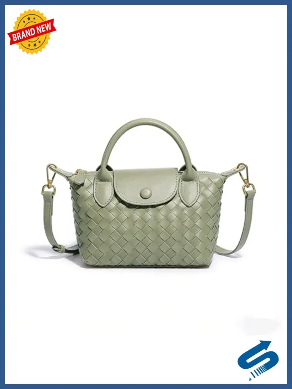 Vegan Leather Woven Crossbody Bag Mini Dumpling Handbag Top Handle Shoulder